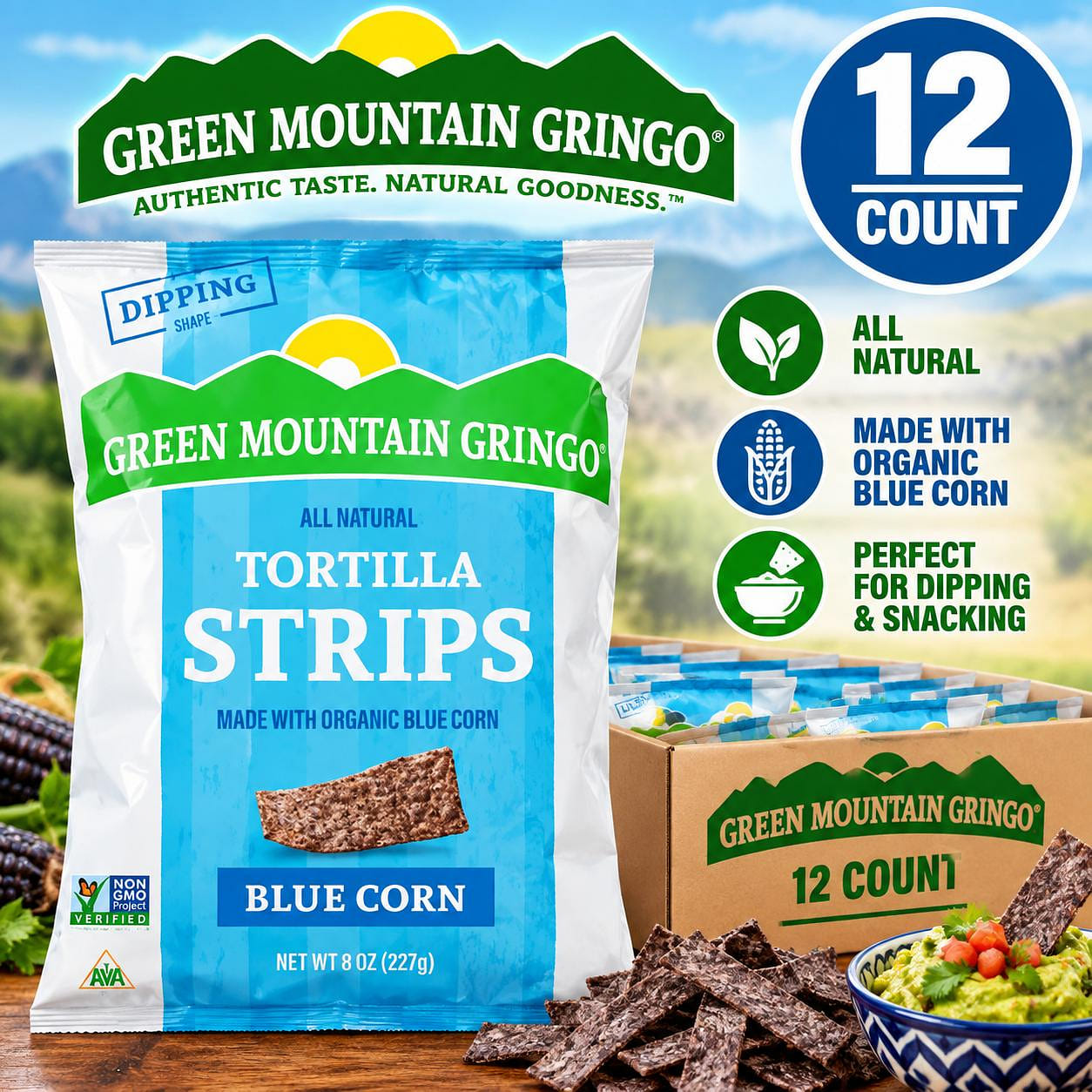 Green Mountain Gringo Blue Tortilla Strips 12ct 1 each