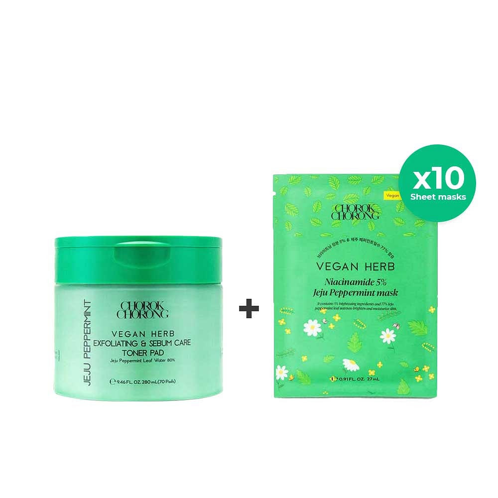 ChorokChorong Skin Care Set (Toner pads, Face mask 10 ea) 9.46 ออนซ์