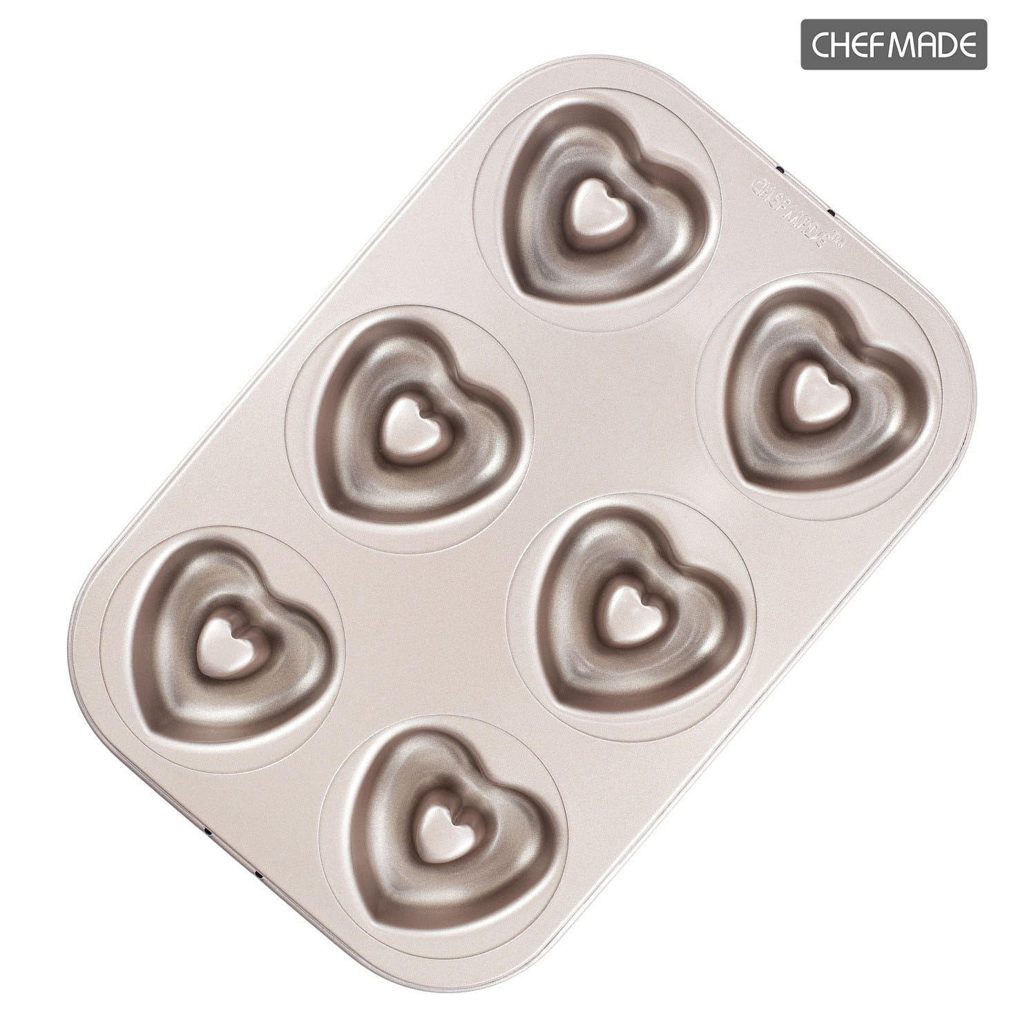 CHEFMADE 6-Cavity Heart-Shaped Donut Pan 1 phần