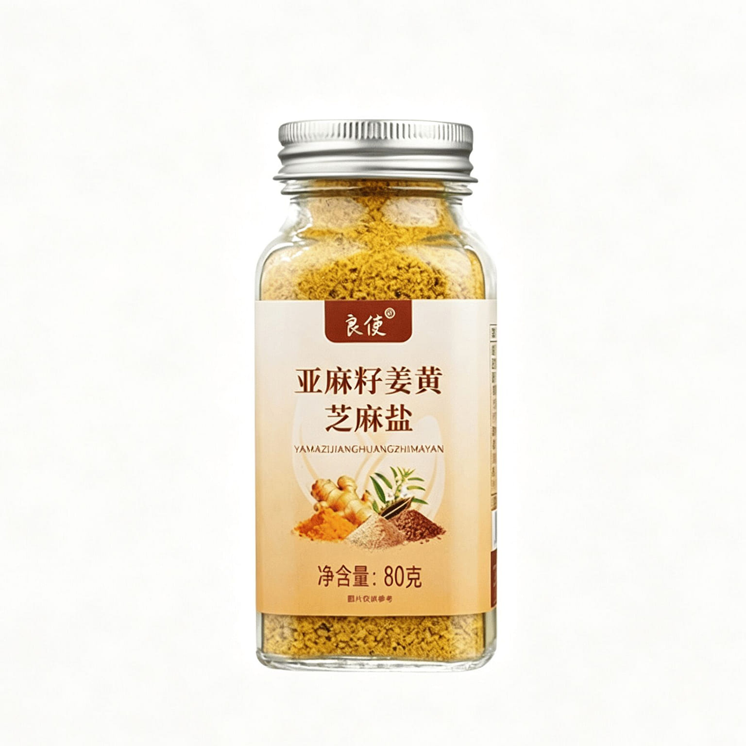80g of flaxseed, turmeric, sesame, and salt 80 g