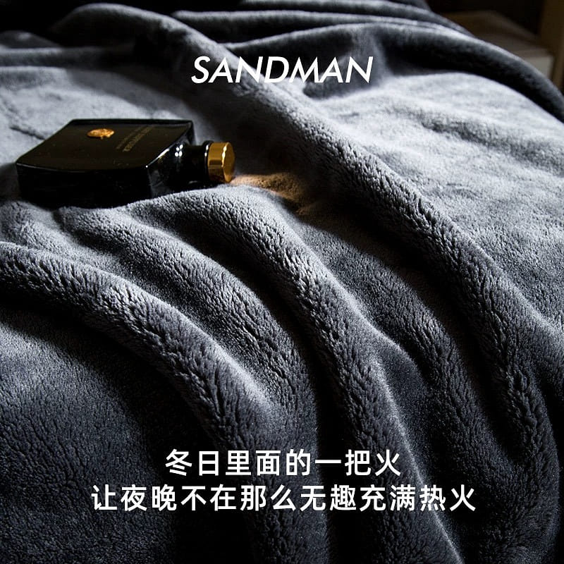 SANDMAN HOUSE 140*200cm Dark gray flannel blanket No shedding of hair no pilling 1 カウント