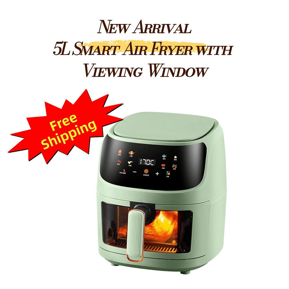 5L Visible Window Air Fryer 8 Presets 1350W-green 1 bunch