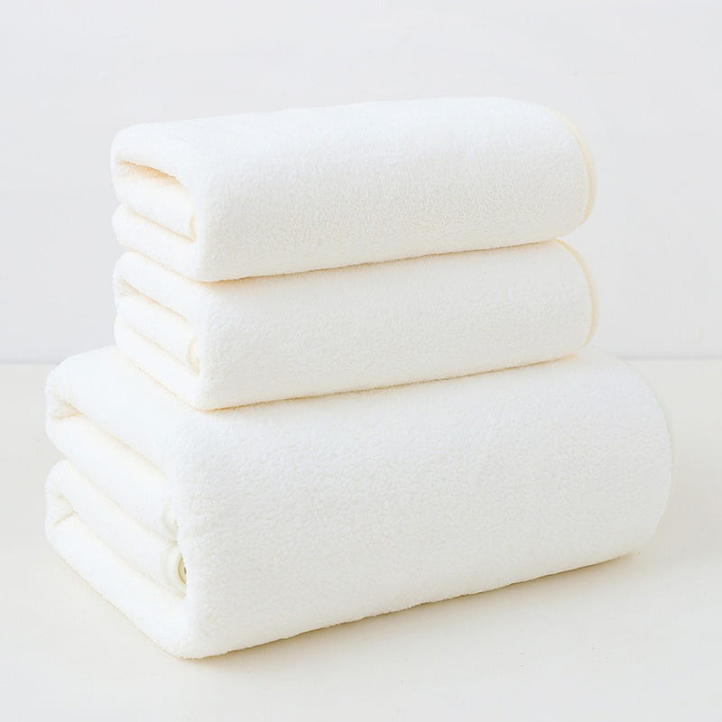 Coral fleece towel and bath towel set Off white 1 カウント