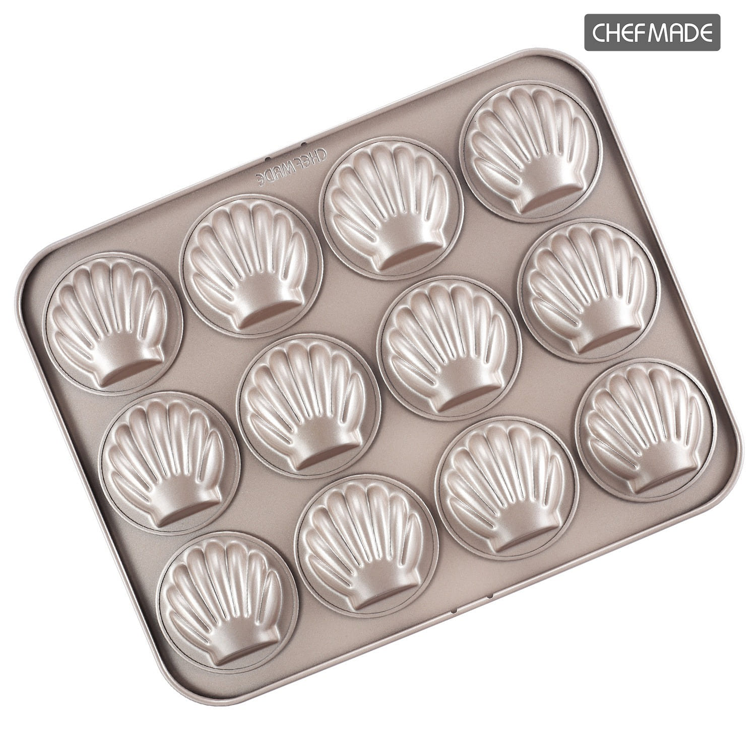 chefmade金色12連不粘貝殼瑪德琳蛋糕模 1 份