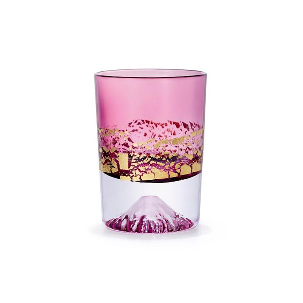 Tajima glass Handmade Mt. Fuji Gold Leaf Cup (Pink, 2.9fl-oz) Made in Japan 1 개입