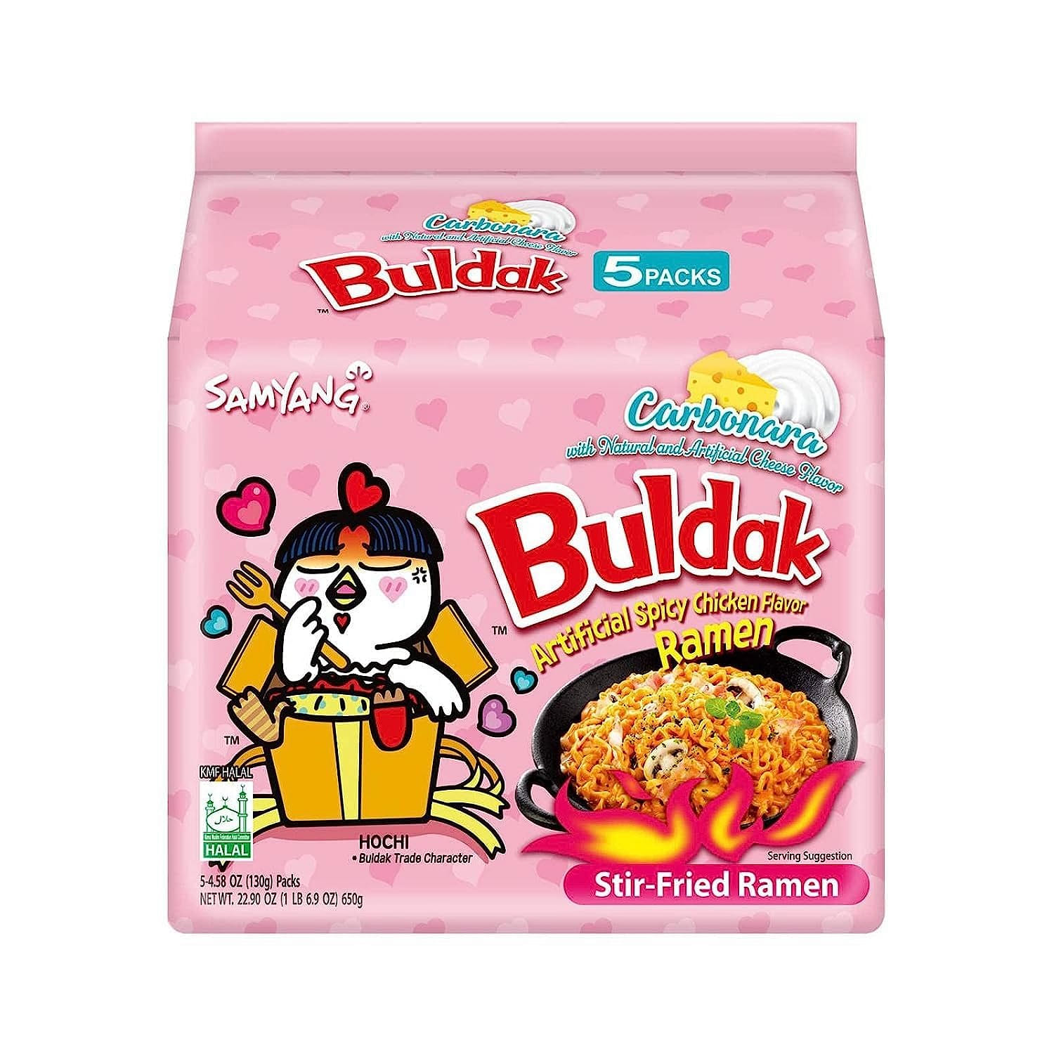 Samyang Buldak Ramen Carbonara Hot Chicken Flavor 4.58 oz*5 each 22.9 온스