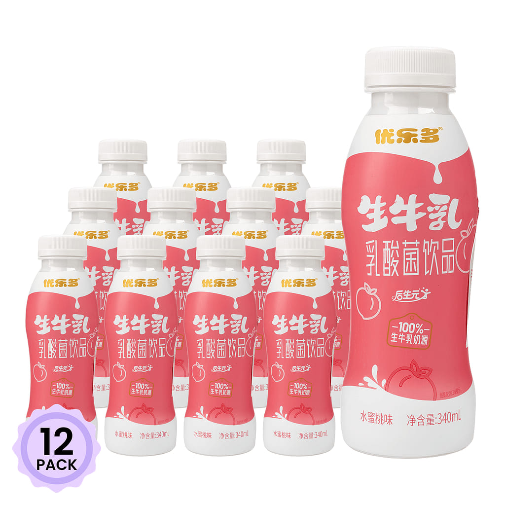 Youleduo Raw Milk Lactobacillus Drink (Peach Flavor) 340 ml*12 pack