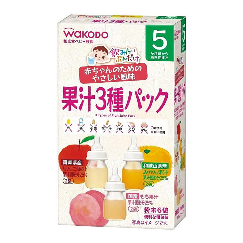 Wakodo 3 kinds of fruit juice pack 6 bags 1 ส่วน