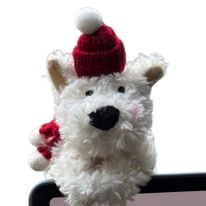 Car Screen Decoration West Highland Cute dog 2 Sets- Red Hat Scarf Model 1Pc 1 개