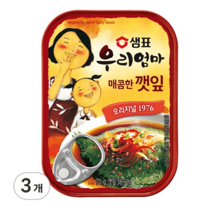 [Korea Direct ] My mom's spicy perilla leaves, 70g, 3 cans 210 กรัม