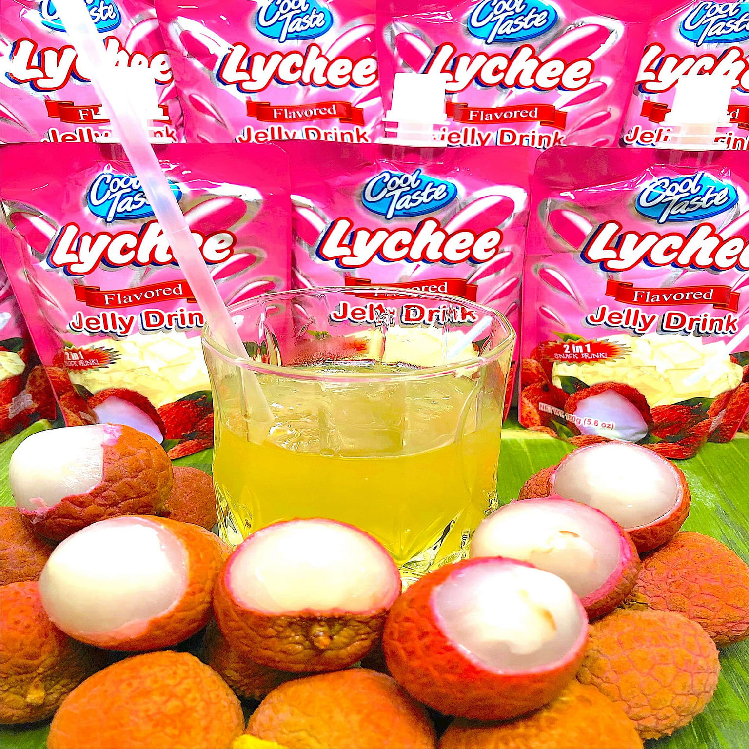 FILIPINO "COOL TASTE" LYCHEE JELLY DRINK! SARAP! 160 그램