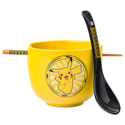 Pokemon Pikachu Electric Ceramic Ramen Noodle Rice Bowl Chopsticks and Spoon 1 each