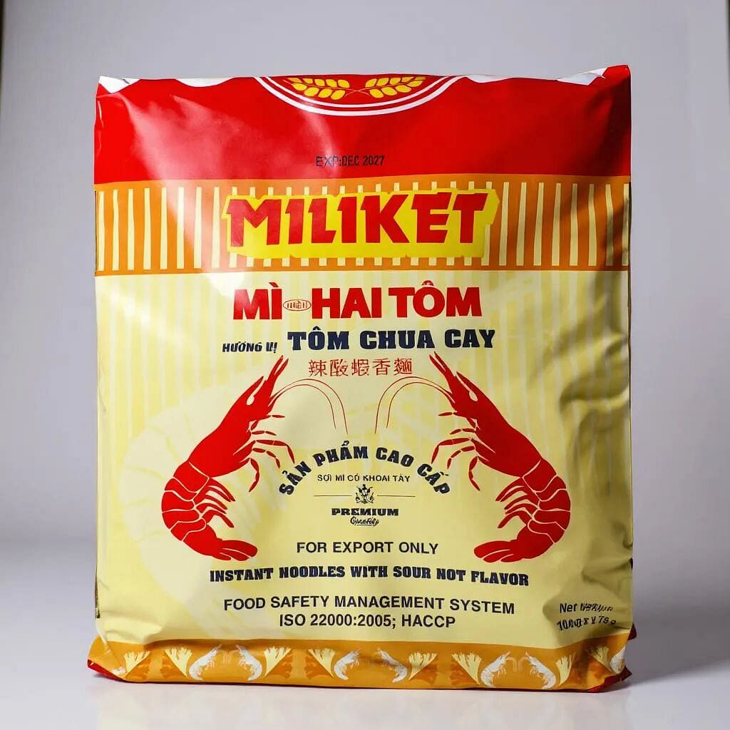 MILIKET Spicy Sour Shrimp Flavor Instant Noodles 10 อัน
