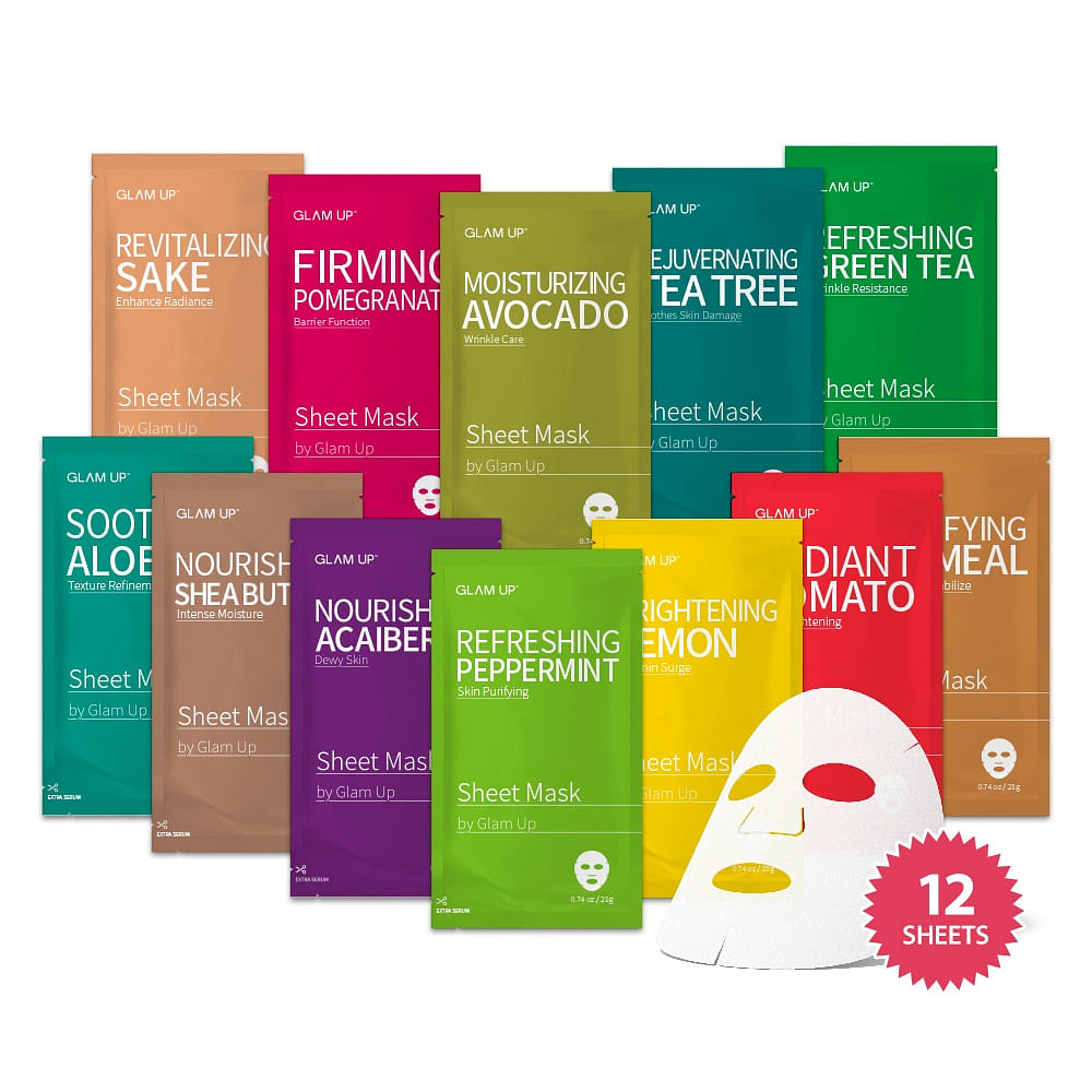 GLAM UP Premium Facial Sheet Mask 12 Combo 1 manojo(s)