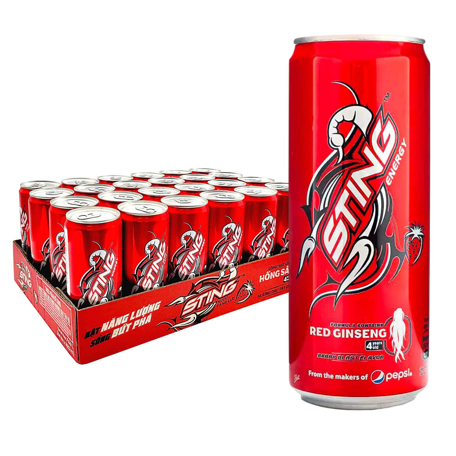 Sting Energy Drink Red Ginseng, Strawberry 24 CANS 320 มิลลิลิตร