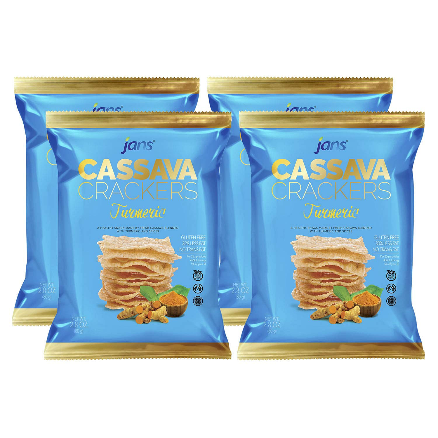 Jans - Cassava Chips Turmeric, 3.52 oz, Pack of 4 3.52 oz*4 pack