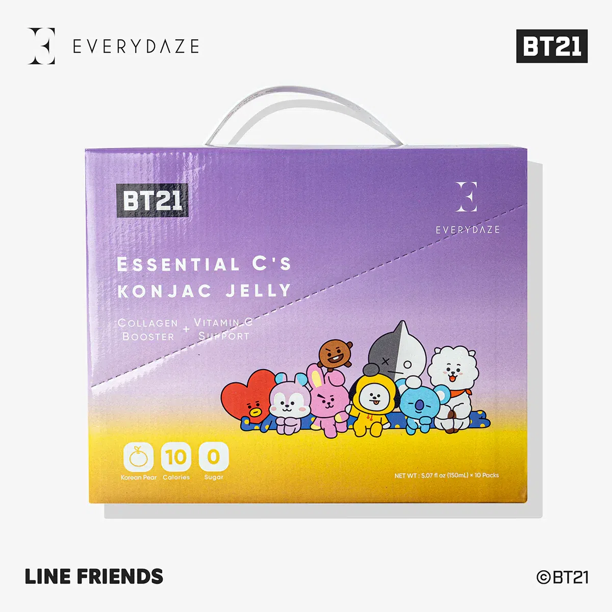 EVERYDAZE BT21 Essential Cs Collagen Konjac Jelly - Korean Pear - 10 Pack 50.7 액량 온스