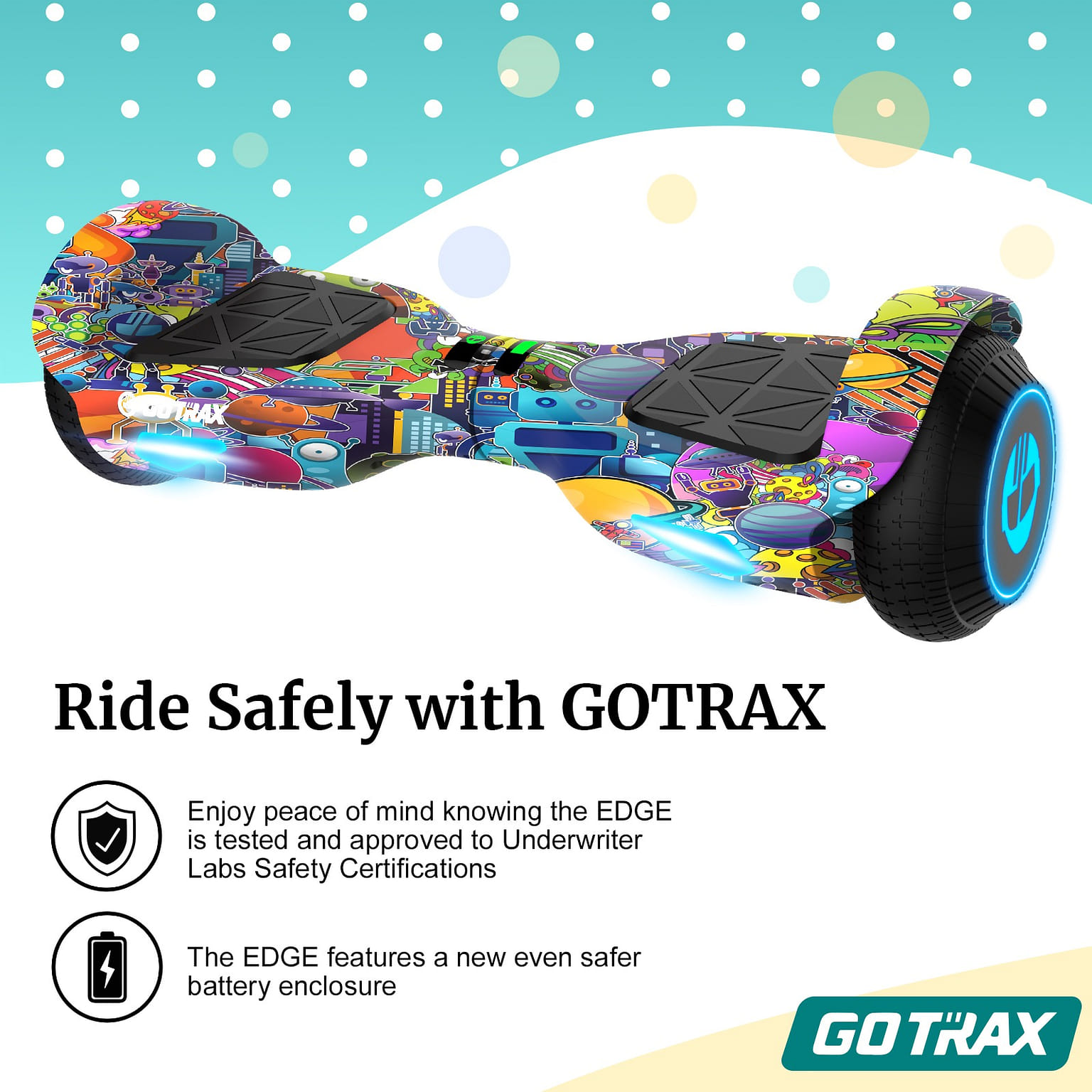 Gotrax Edge Hoverboard for Kids Adults with 6.5" Tires 6.2mph &2.5 Miles, Galaxy 1 개
