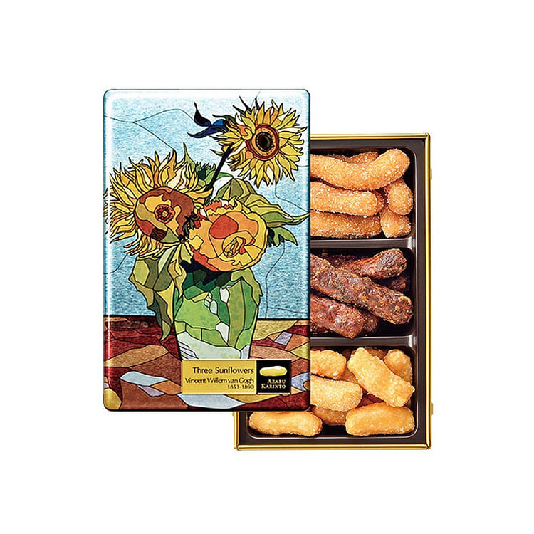 日本直送」麻布かりんと・名画と共に時を楽しむ ひまわり 57g缶入り