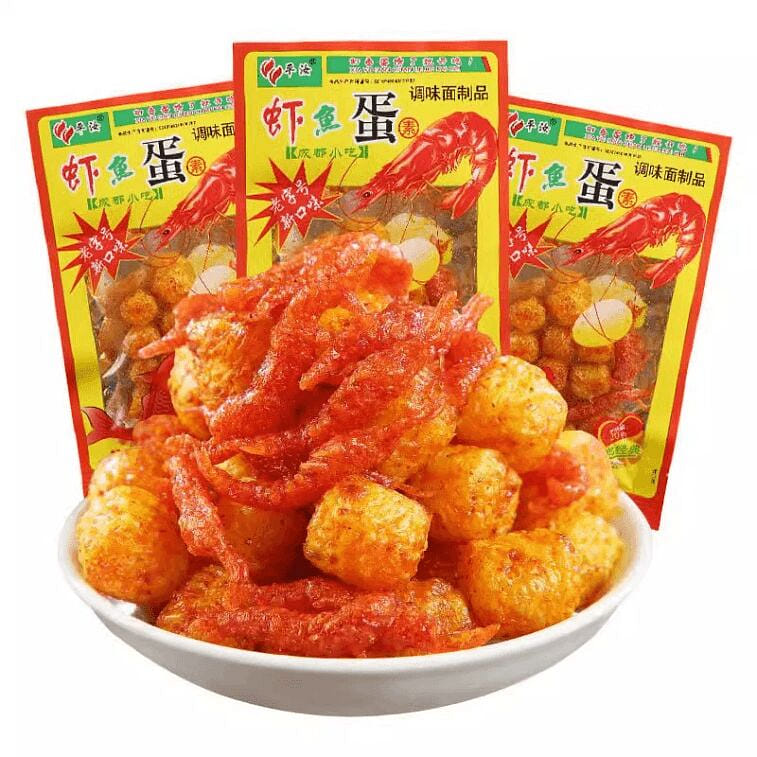 3 packs of Pingru Shrimp Fish Egg Spicy Bar 60 g