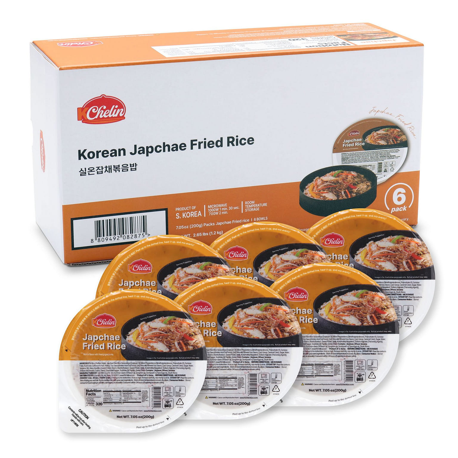 KChelin Cooked Japchae Fried Rice, Ready in Mins 200 g*6 pack