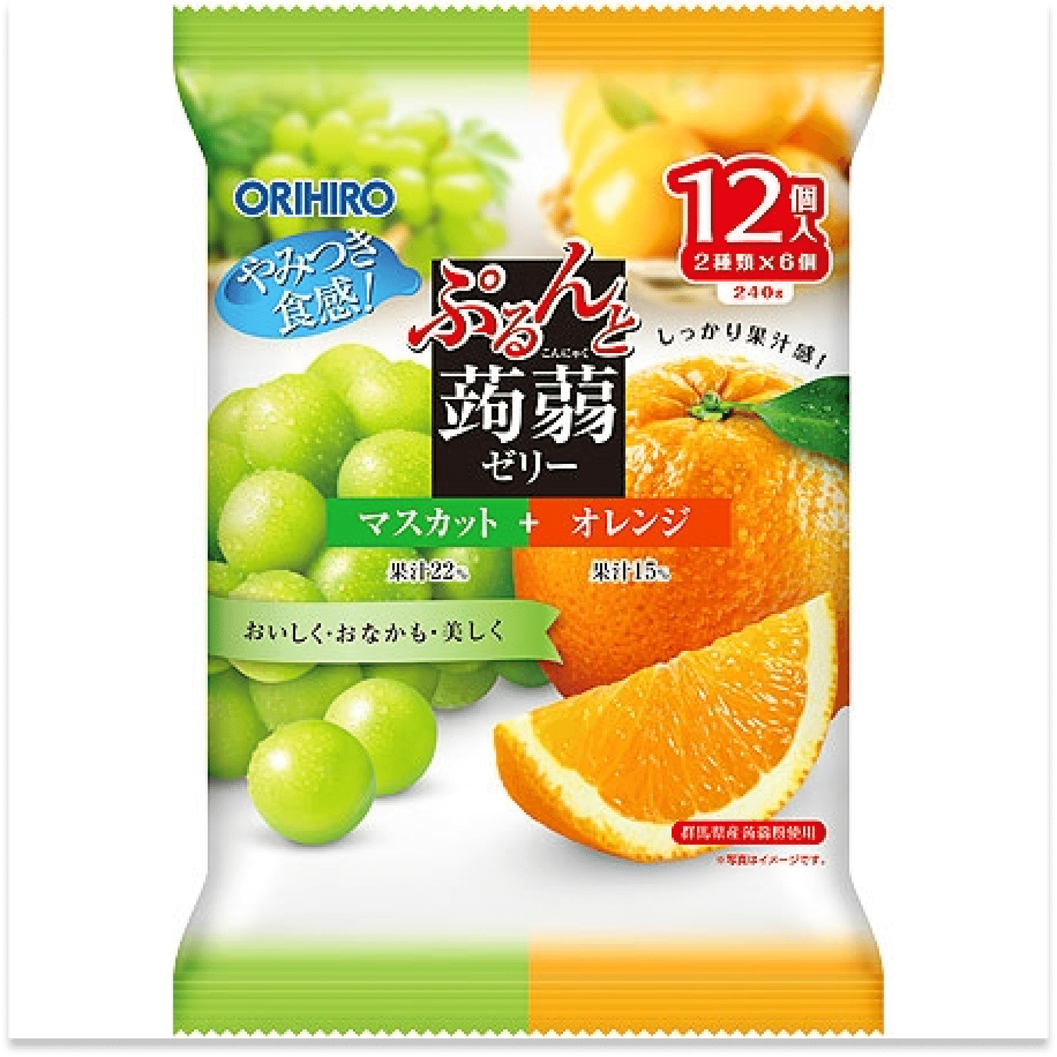 ORIHIRO Konnyaku Jelly Muscat+Orange 240g 12*20g 1 개입