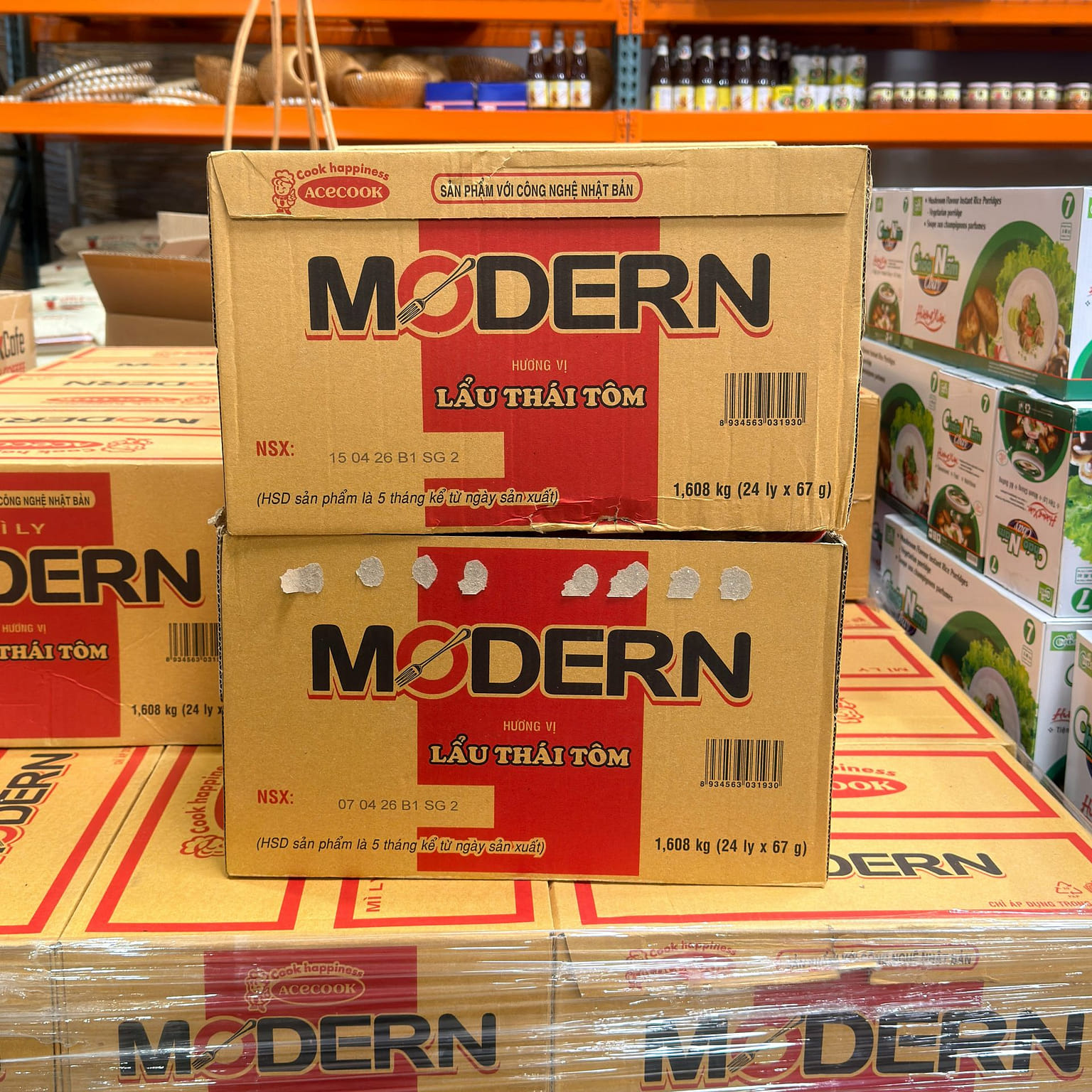 Acecook Modern Mì Ly Lẩu Thái Tôm 67g 1 thùng