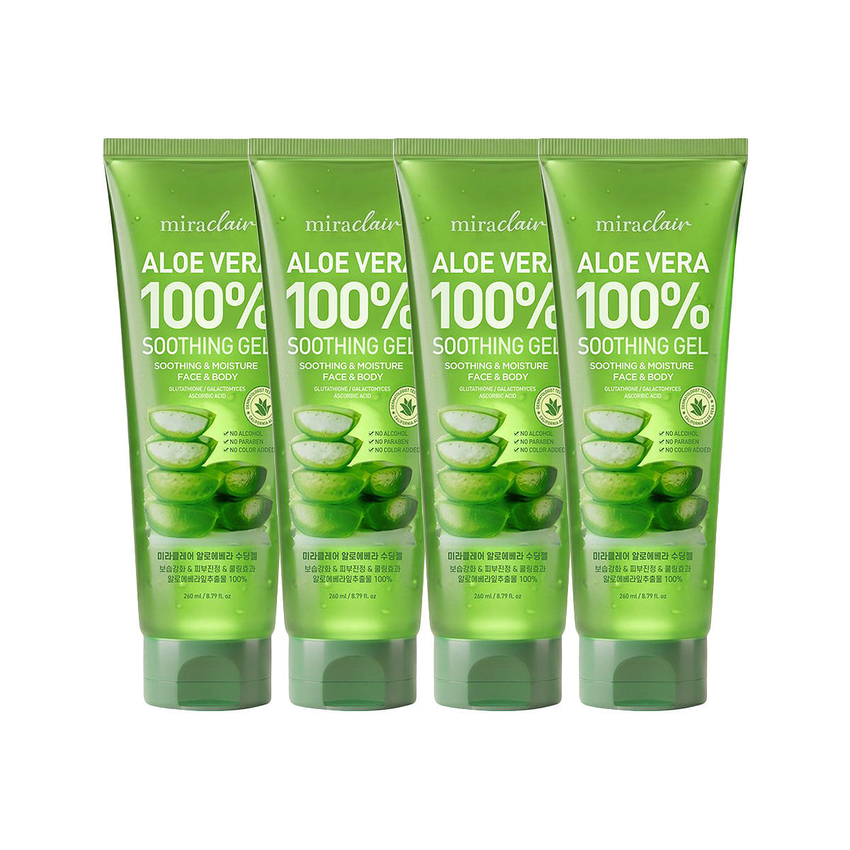 miraclair Aloe Vera 100% Soothing Gel 260ml 4 Pack 1 each