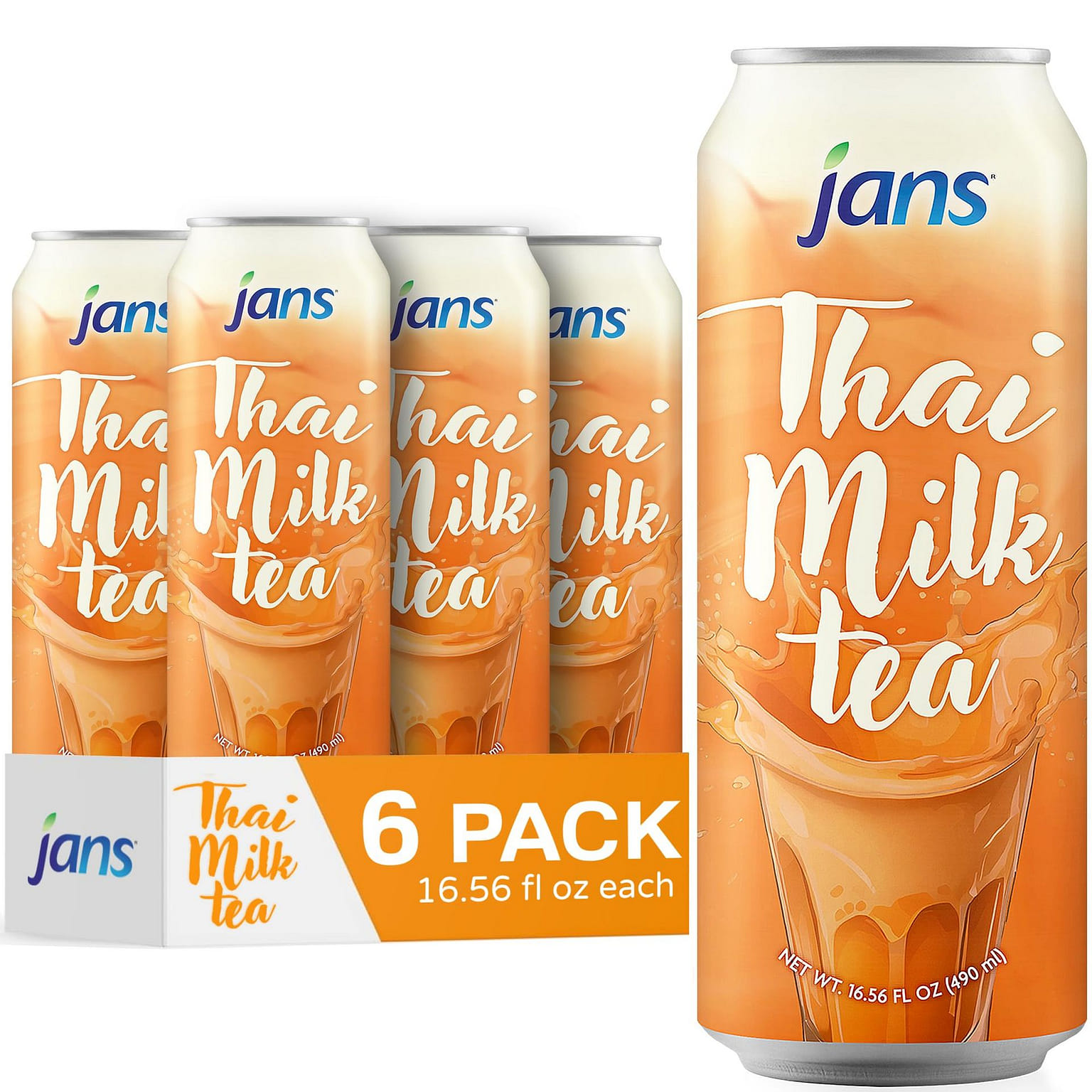 Jans - ミルクティー タイティー味(ボバなし) 6個パック 16.9 fl.oz*6 パック