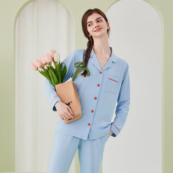 LULLABUY TENCEL Dream Pajama Set for Women XXL Size Blue 2000 그램