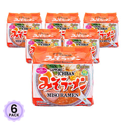Sapporo Ichiban Instant Noodle, Miso Flavor 101g*5 17.75 oz*6 pack