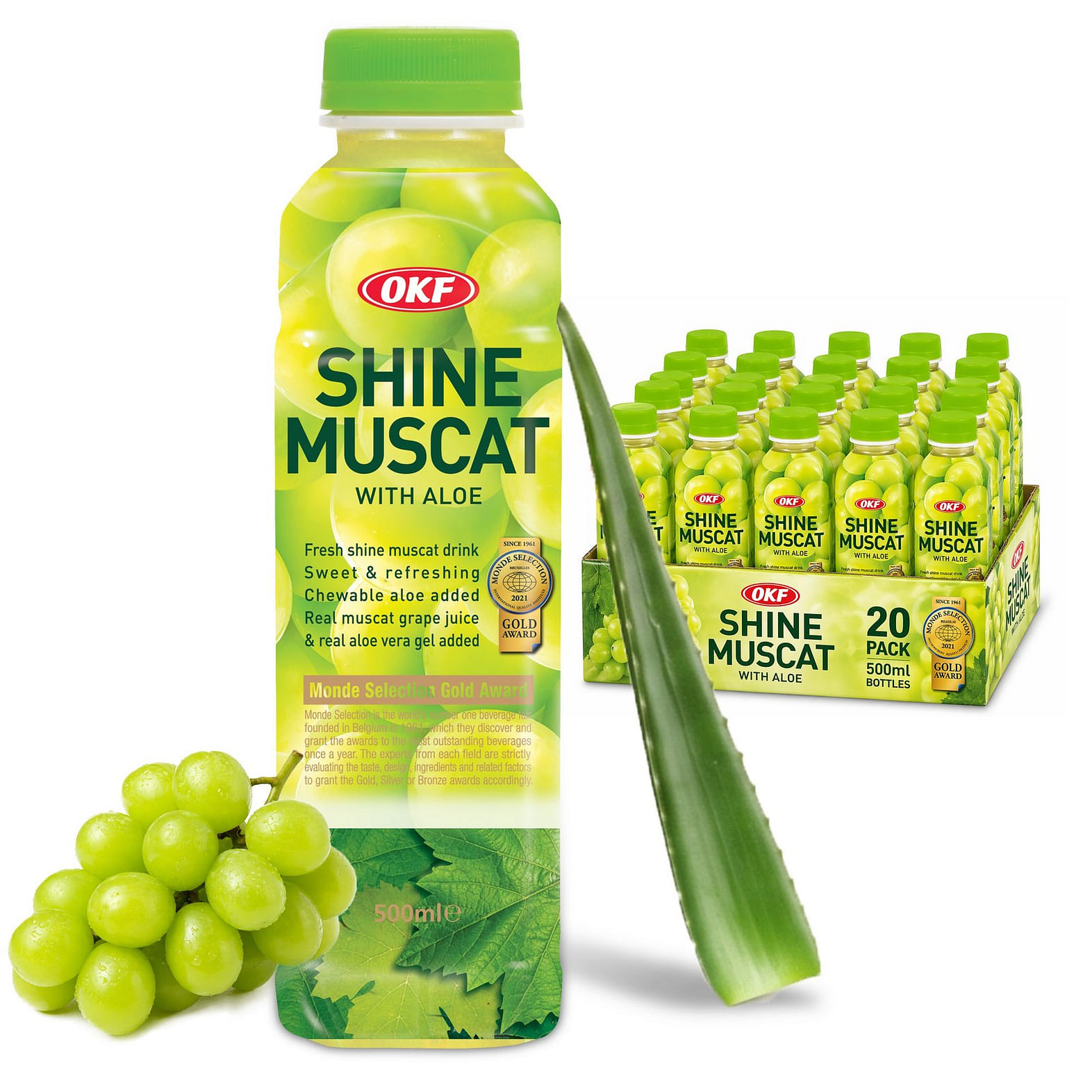 Shine Muscat Aloe Vera Juice Drink with Pure -20pk 16.9 fl.oz