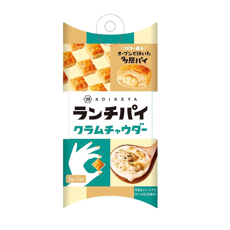JAPAN KOIKEYA Rich Clam Soup Flavor Sandwich Tart Thousand-feuille Snacks 33g 1 each