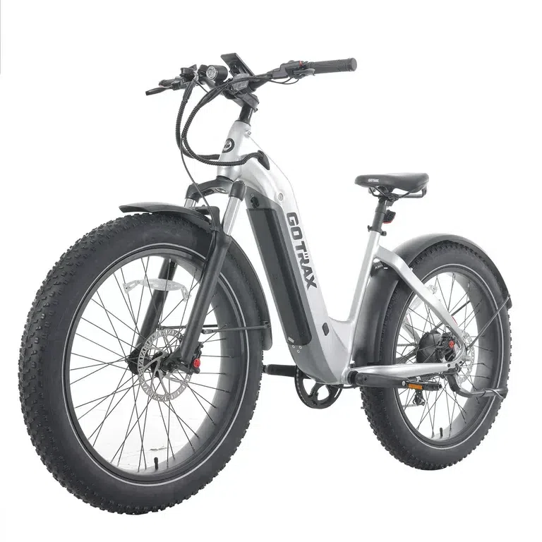 GOTRAX Tundra Electric Bike for Adults, 750W 48V 26", 20MPH, Silver, Step Thru 1 ส่วน