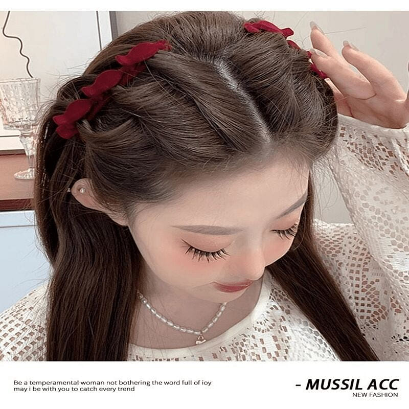Lazy hairstyle hair clips, burgundy * 2 2 each