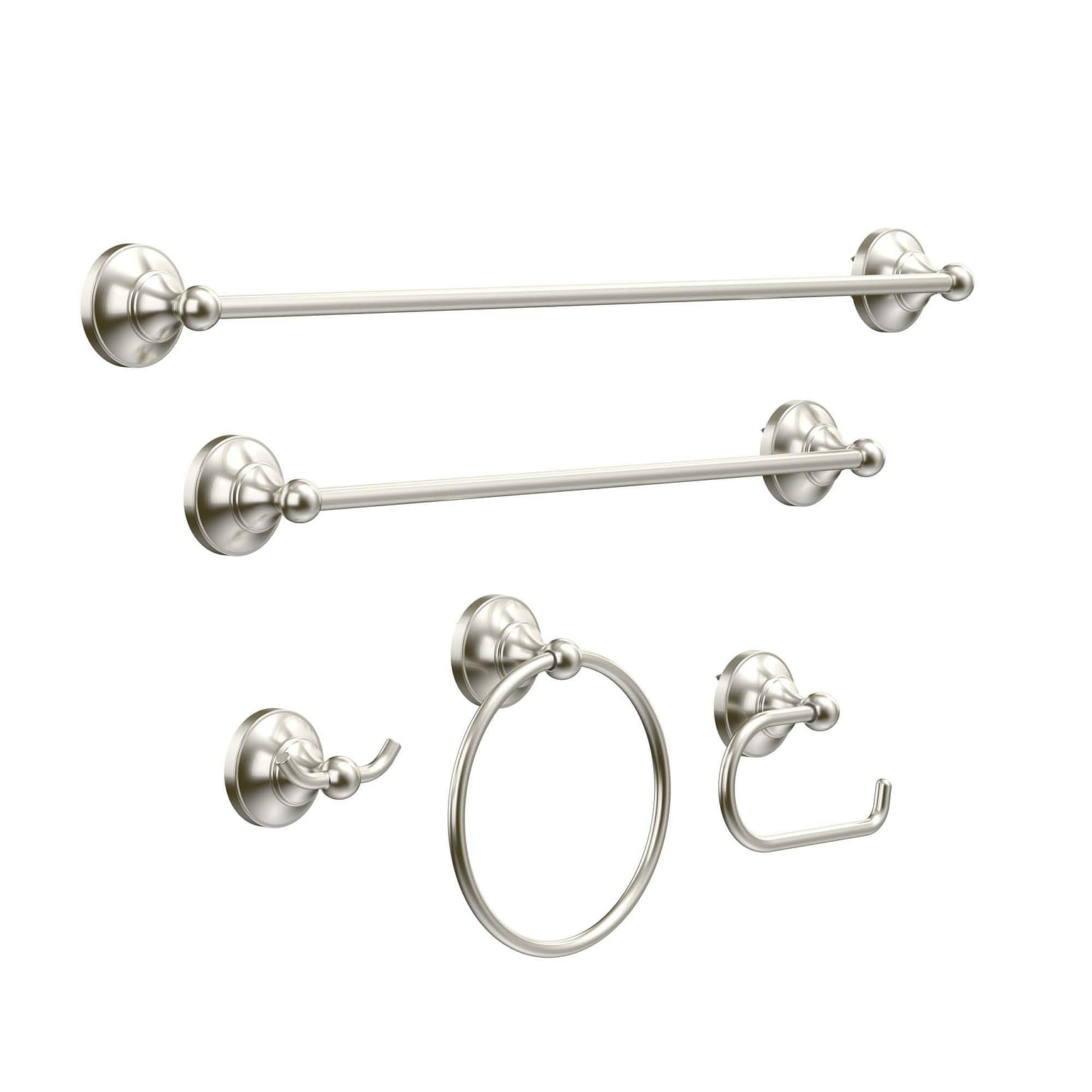5-Piece Bath Hardware Set with Towel Ring/Bar Toilet Paper Holder Hook in BN 2.56 파운드
