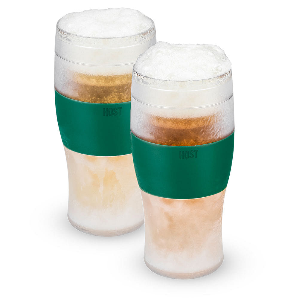 Host FREEZE Beer Glasses, Frozen Beer Mugs, Freezable Pint Glass Set, Insulated Beer Glass to Keep Your Drinks Cold, Double Walled Insulated Glasses, Tumbler for Iced Coffee, 16oz, Set of 2, Green 16 온스
