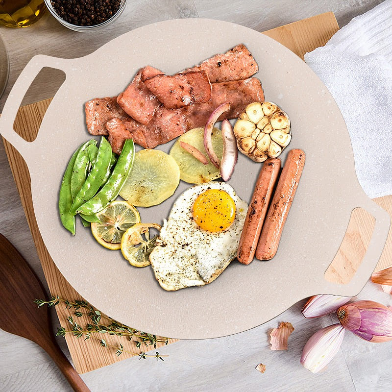 [30cm White] Outdoor Barbecue Grill Pan Roasted Meat Frying Pan Iron Pan McRib S 1 ส่วน