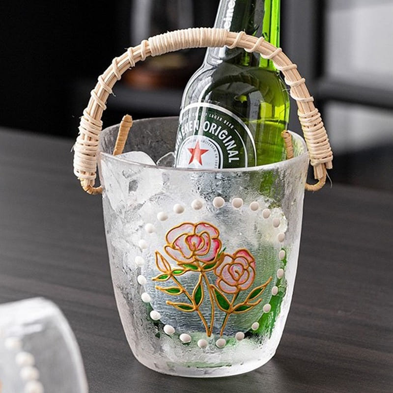 Floral Fruit Basket Ice Beer Bucket for Home Outdoor A1 1 개