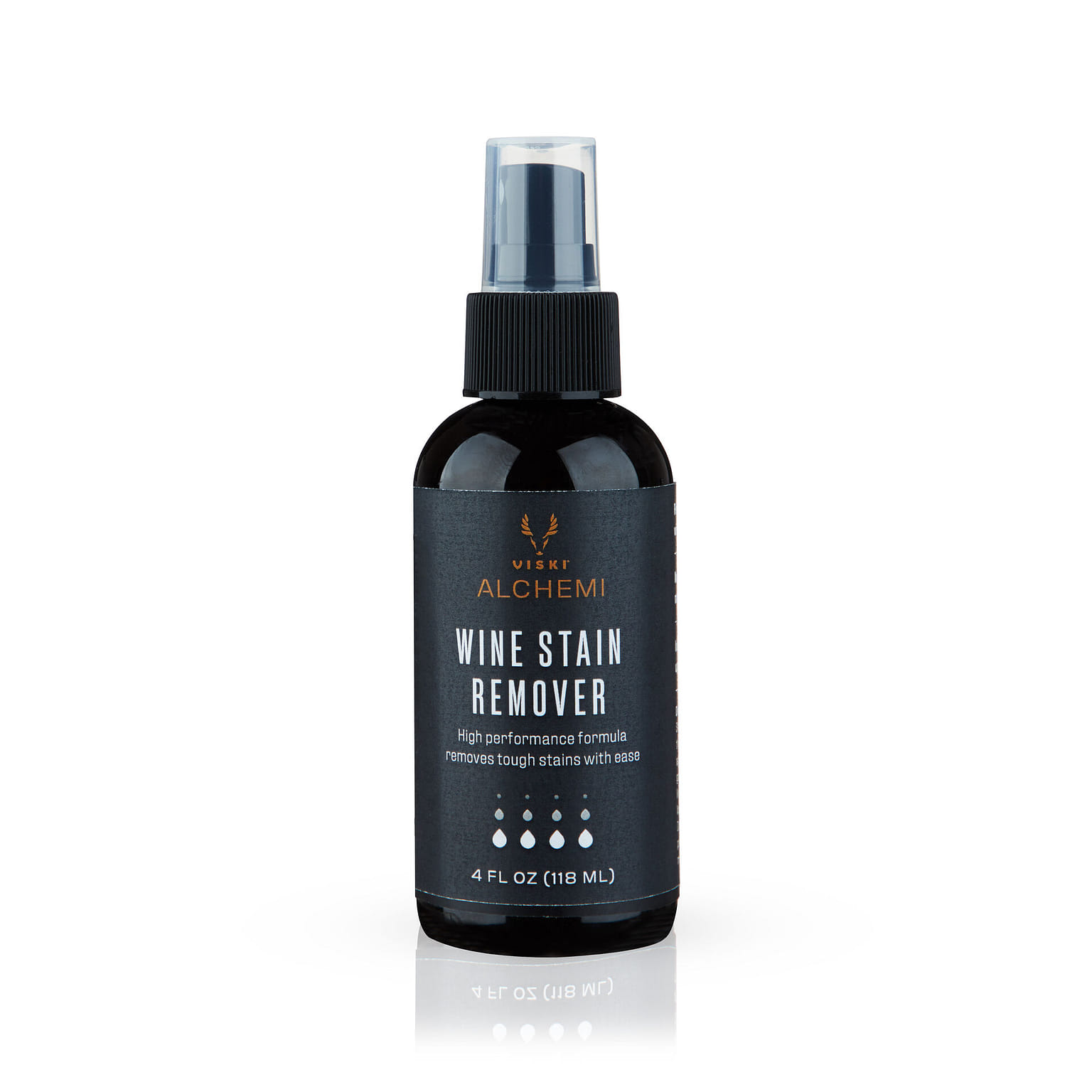 Viski Alchemi Stain Remover Spray Bottle Juice Wine Coffee Spill Cleaner for Clothes, Carpet, Rugs, Upholstery, 4 Oz, Set of 1, Black 4 온스