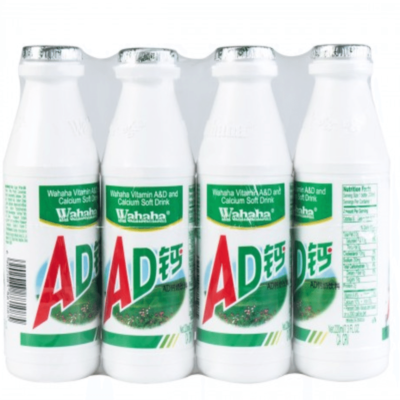 Wahaha AD calcium milk 4 bottles in a row 880ml 880 มิลลิลิตร