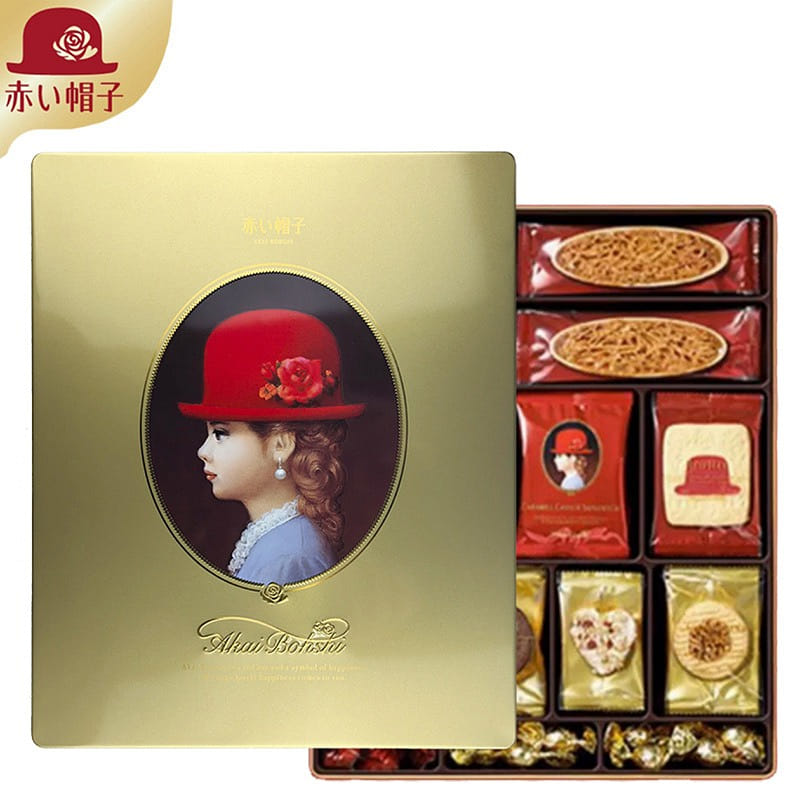 Japanese Red Hat Cookies Gold Hat 66 Gift Box 568 그램