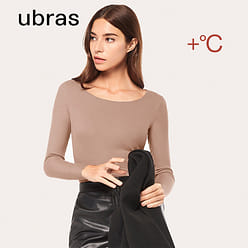 ubras 女士罗纹轻暖肌底衣套装-热可可色-S 1 份