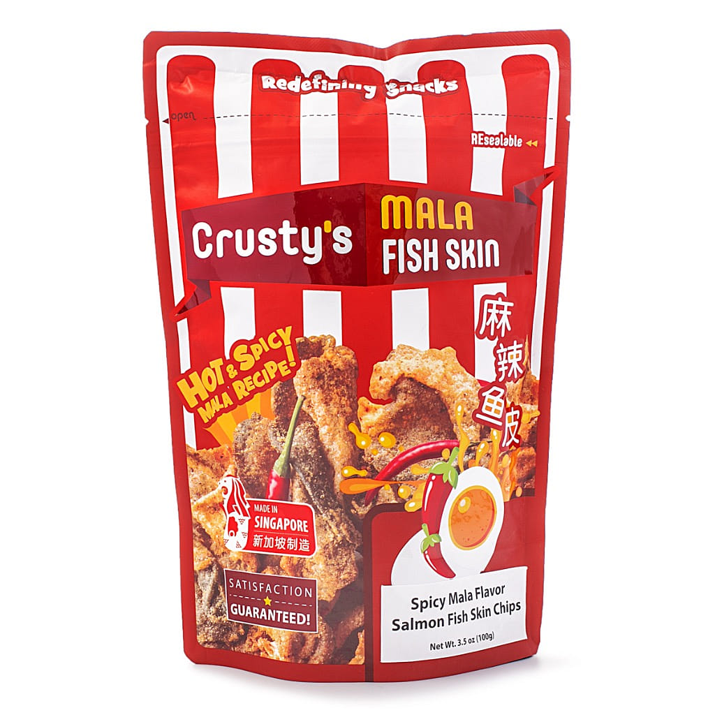 Crusty's Salmon Fish Skin Chips, Spicy Mala Flavor 100 g