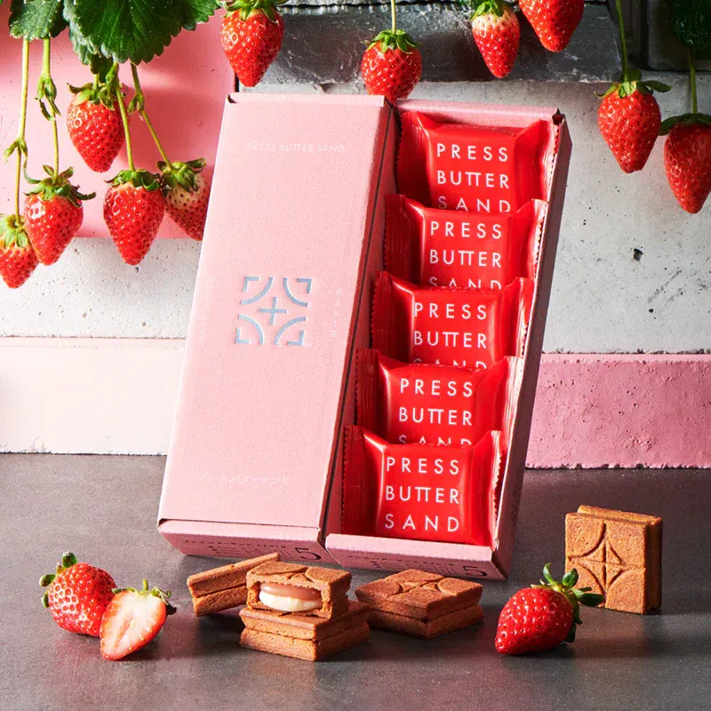 Japan PRESS BUTTER SAND Strawberry Cream cookie 1 케이스