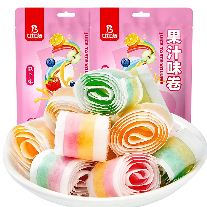 中国比比赞果汁味卷水果味卷卷皮糖软糖果儿童休闲小零食食品批发 【约24个】果汁味卷 250 克