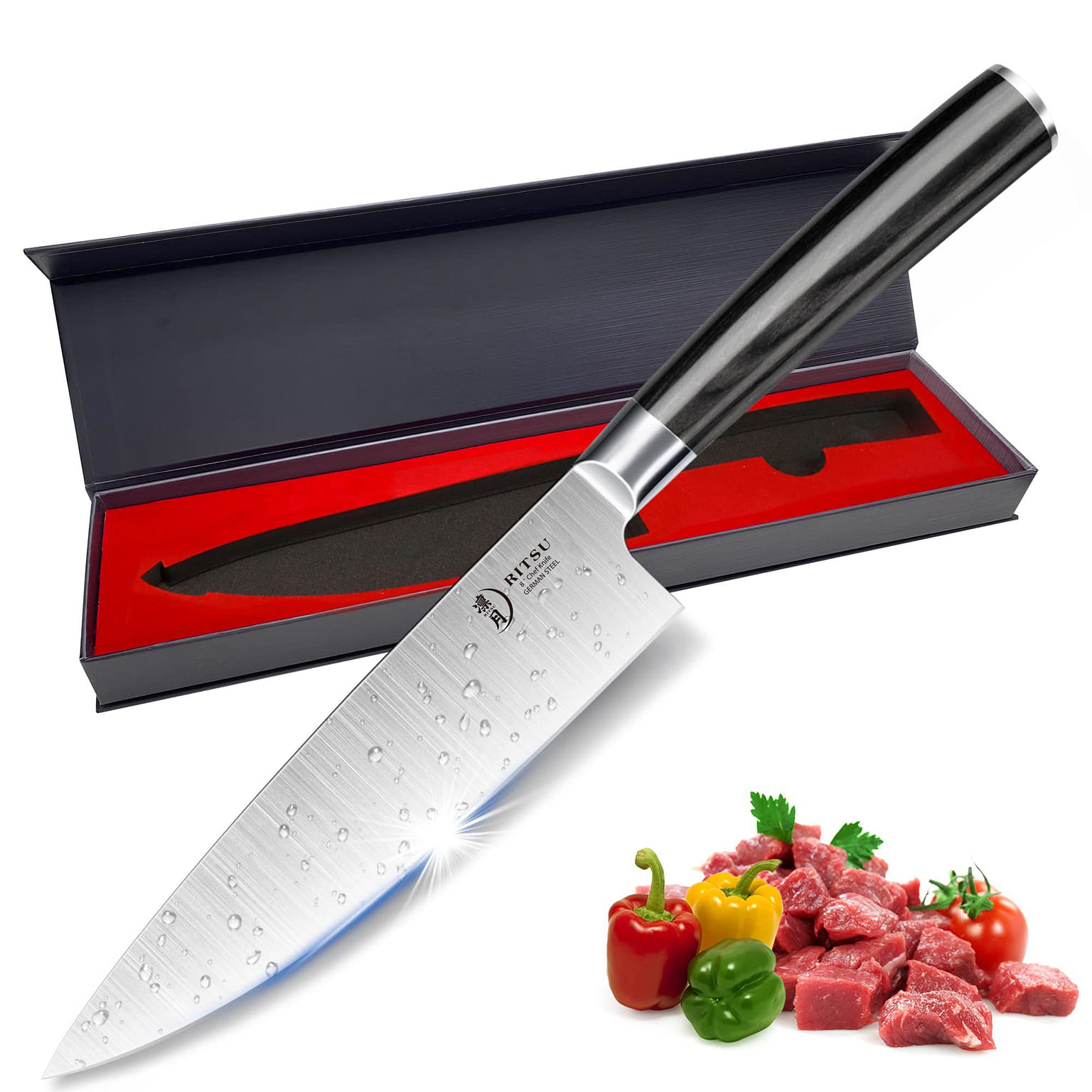 RITSU 8 inch super sharp German high carbon steel chef's knife 22.4 グラム