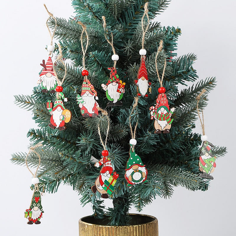 【 Christmas limit 】 12 boxes of painted Christmas wooden pendants 1 ส่วน