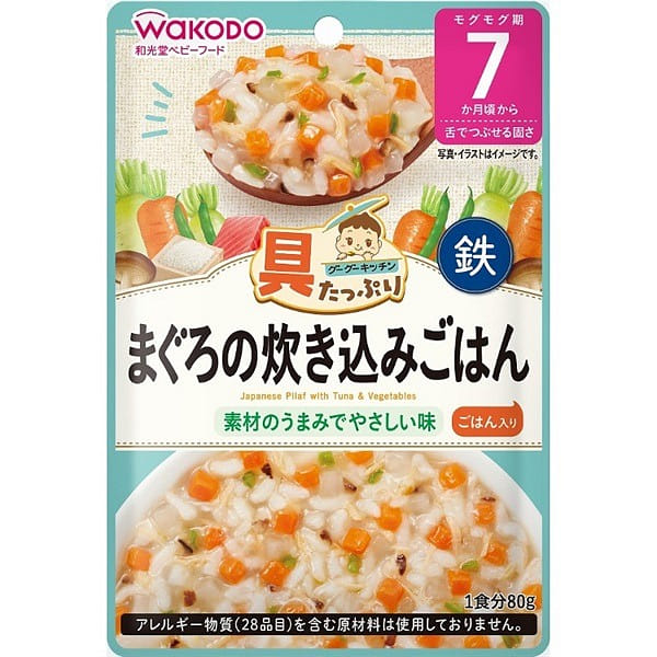 WAKODO Baby Food Bag 80g 7 Months [tuna rice] 1 ส่วน