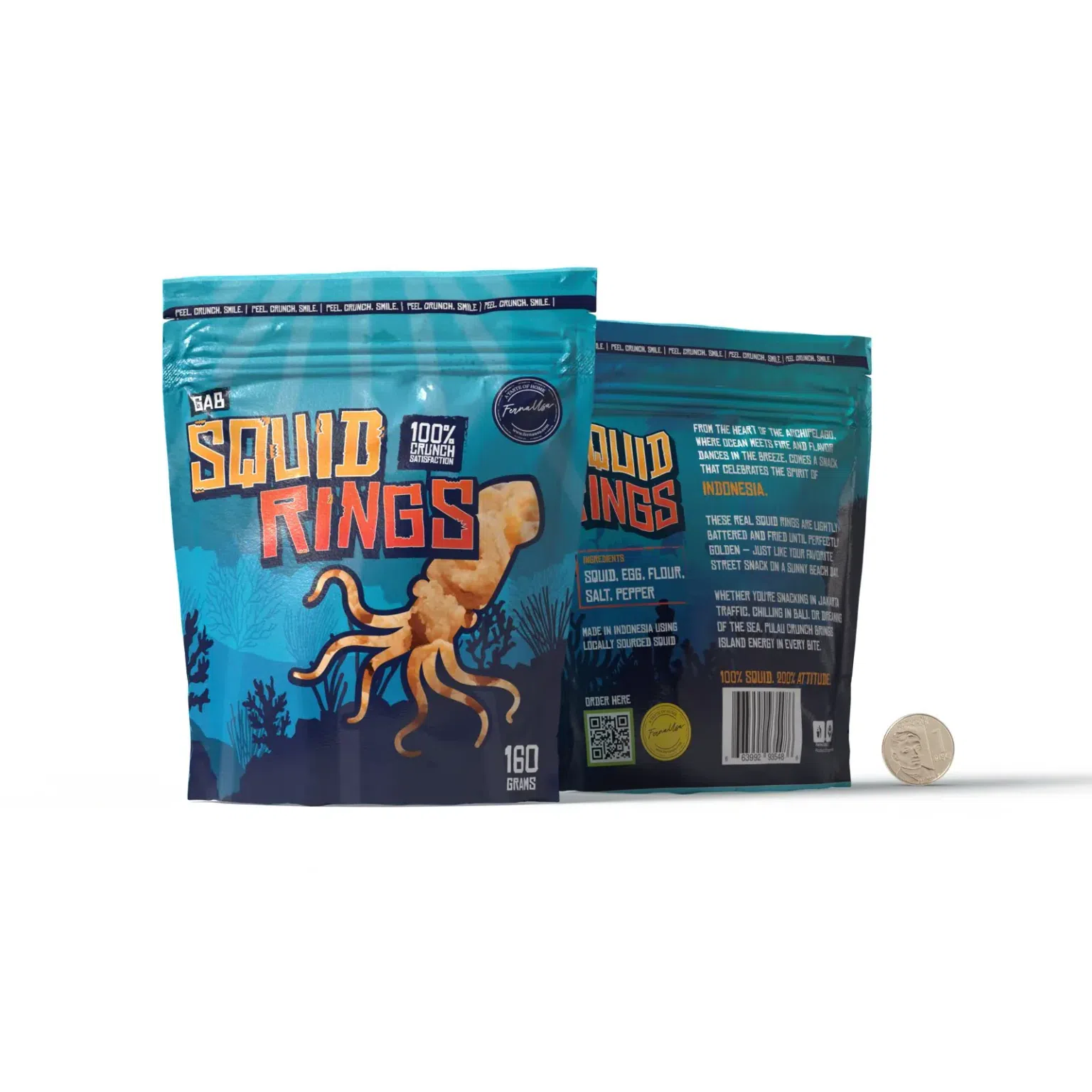Ferna USA Squid Rings Snack, 100% Real Squid 160 g
